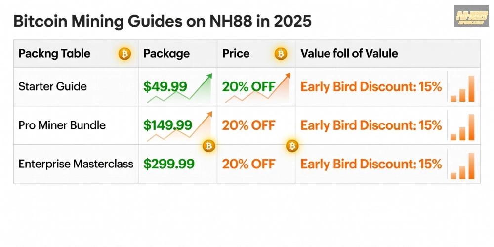 Bảng giá chi tiết các gói hướng dẫn đào Bitcoin trên NH88 cập nhật năm 2025
