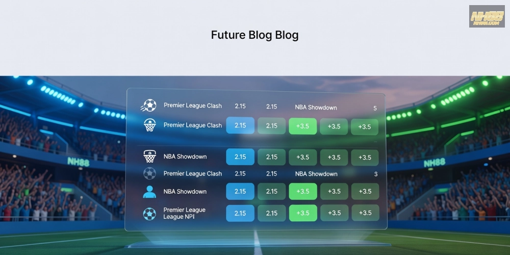 Hình minh họa khái niệm cá cược thể thao nh88 với giao diện hiện đại và các môn thể thao phổ biến.