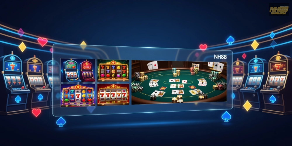 Hình minh họa khái niệm casino nh88 với giao diện trò chơi hiện đại và an toàn