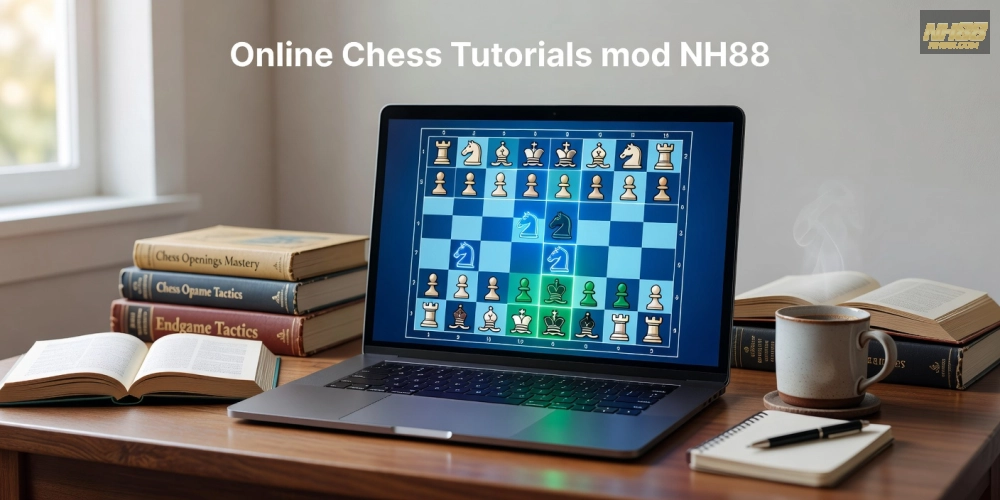 Hình minh họa bàn cờ vua trực tuyến trên nền tảng NH88 với giao diện hiện đại
