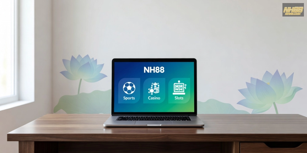 Minh họa khái niệm hướng dẫn nh88 với biểu tượng cá cược trực tuyến hiện đại