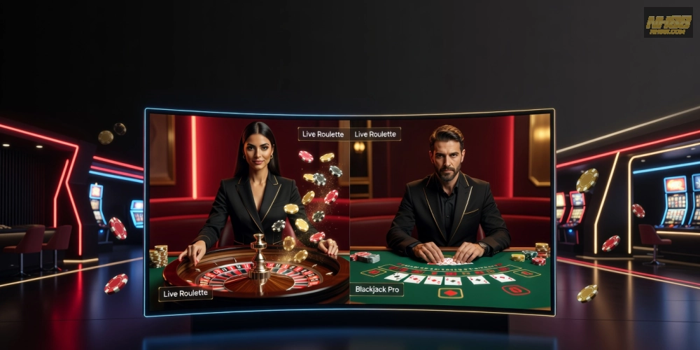 Khái niệm live casino free nh88 được minh họa qua giao diện trò chơi trực tuyến sống động