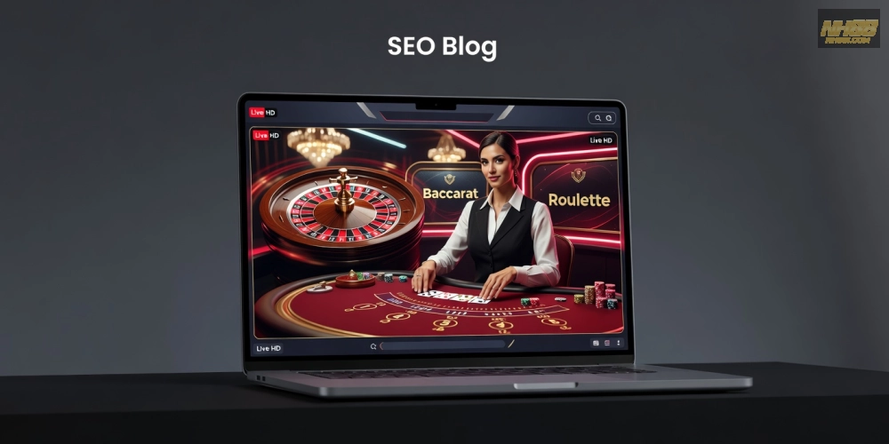 Minh họa giao diện live casino online nh88 với dealer chuyên nghiệp và bàn chơi sôi động
