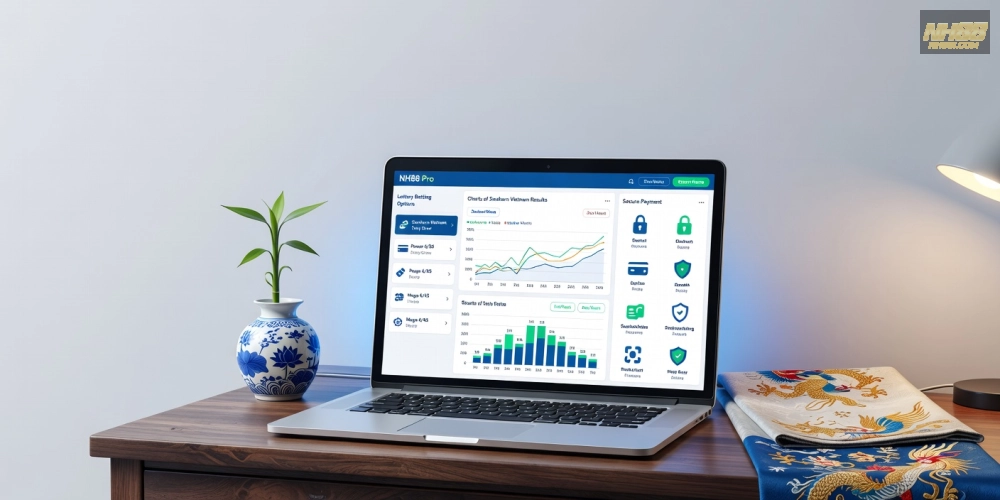 Hình ảnh nền tảng xổ số nh88 pro với các tính năng cá cược đa dạng và an toàn cao.